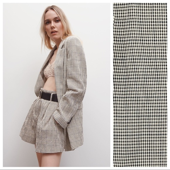 NWOT. Zara Black/Cream Check Double Breasted Blazer/Jacket. Size XS. - Picture 2 of 10